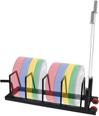 SONRET Weight Plates Storage with Barbell Holder & Dumbbell Stand(Black)