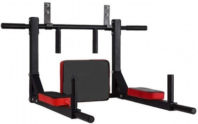 IBSLDH Multifunctional Wall Mounted Pull Up Bar Dip Station for Indoor Home Gym Workout Multi-training Bar(Black, Red)