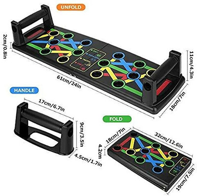 Grekey Upper Body with Foldable 14-in-1 Color Coded Push Up Board Push-up Bar(Multicolor)
