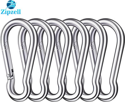Zip Zell Sports Stainless Steel Snap Hooks, Heavy Duty Safety Lock, 8mm, Set of 6 Multi-training Bar