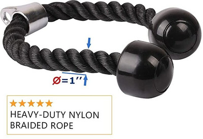 HACKERX Biceps Triceps Rope With Snap Hook Triceps Bar for Fitness Workout.(Black) Triceps Bar(Black)