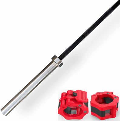 Owlix 7FT 50mm Olympic Bearing Black Rod, Clamp for Weightlifting Powerlifting Weight Lifting Bar