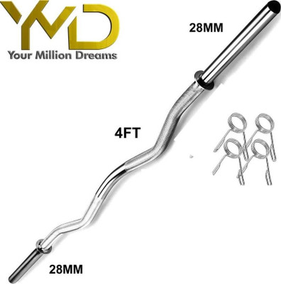 YMD 4FT Curl 28mm weightlifting rod With Barbell Clamp and Spring Locks Weight Lifting Bar