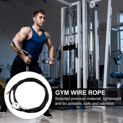 Dinetic 3M With 2 Lock PU Coated Wire rope for fitness equipment Terminal eye GYM Cable Multi-training Bar