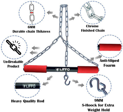 Darasuram Height Increaser Rod/ Rod with Thick Chain/Body Workout Chin-up Bar Rod Chin-up Bar