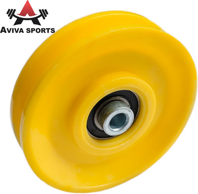 Aviva Sports Gym Machine Pulley 4-inch with Inbuilt Bush and Double Bearing. Multi-training Bar(Yellow)