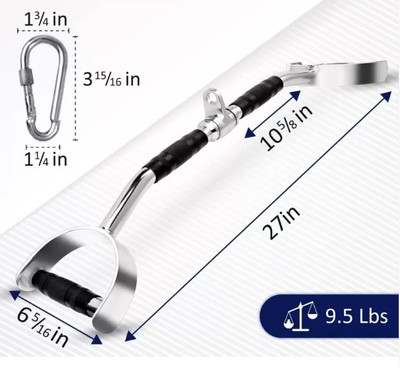 Fitness Kart Pull Down Bar Attachments with D Grip Handles/Curl LAT Pulldown Multi-training Bar(Silver)