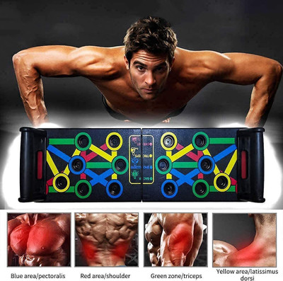 SIXTEEN IXX®-54-MK-Push-Up Bars Board System PVC with Strong Grip Handle Gym and Home Push-up Bar