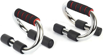LACOPINE Strong Chrome Steel Pushup Stand Comfortable Non Slip Foam Grip Gym Fitness Bars Push-up Bar(Silver)