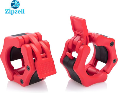 Zip Zell Sports Olympic Barbell Locks for Gym Rod Collars ( 48mm ) Red, Barbell Clamps Multi-training Bar
