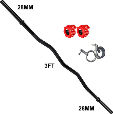 Owlix 3T Curl 28mm Black Powder Coating Weightlifting Rod With Clamps & Screw Weight Lifting Bar