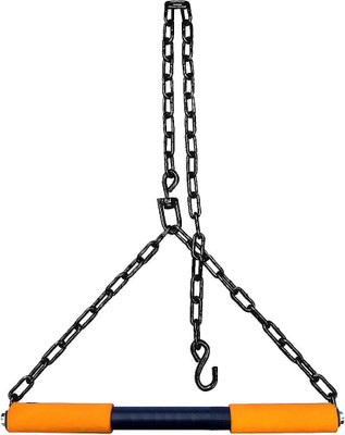 Etahmart Hanging Rod Pull Up Bar with Long Heavy Chain with Chrome Plated Rod Unisex_h-47 Weight Lifting Bar(Silver)