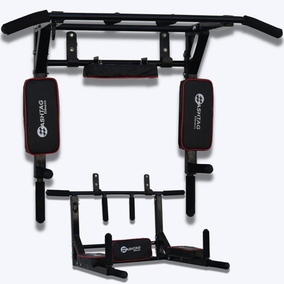 HASHTAG FITNESS 3in1 multi pull up bar wall mounted dips bar for home portable Pull-up Bar(Black)