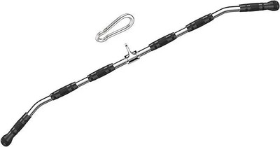 ABSSports LAT PullDown Bar Attachment,Deluxe Revolving Bar Full Rotation and Rubber Handle Multi-training Bar(Silver)