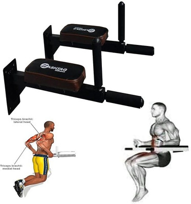 HASHTAG FITNESS Multifunctional wall mount dips stand, dips bar for leg raise, Dip Station(Black)