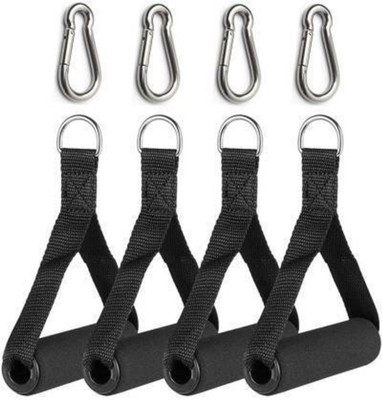 VitalityZone Fitness Black Rubber foam Padded D-Handle Grip For Cable Machines (pack of 4 ) Multi-training Bar(Silver)