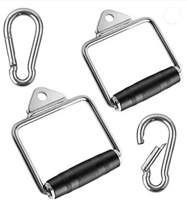 GYM KART Stainless Steel Double D Rubber Handle Pair with Rubber Grip Multi-training Bar(Silver)