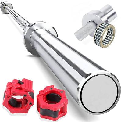 YMD 6 Feet Olympic Barbell Bearing Rod 50mm Outer Dia with Barbell Clamps Weight Lifting Bar
