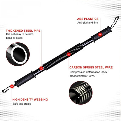 FloatFit Power Twister Spring Forearm20KG Upper Body for Chest Bicep Shoulder Arm Builder Resistance Tube(Black)