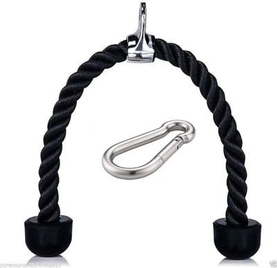 Dinetic Tricep Rope bar Cable Attachment Pull Down Nylon Black for Gym ,1 Safety Lock Multi-training Bar