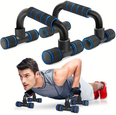 Fitness Scout Push Up Bar with Foam Grip Handle for Chest Workout home Gym Exerciser Pull-up Bar(Blue)