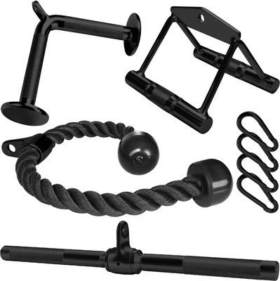 YMD Cable Machine Accessories for Weight Lifting, LAT Pull Down Attachment Multi-training Bar(Black)