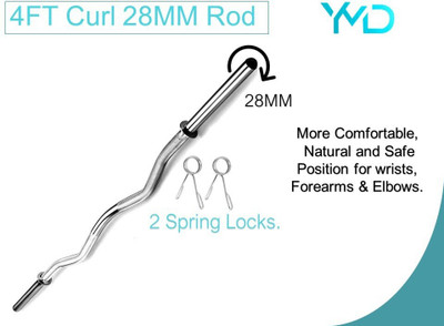 YMD 4ft Curl 28mm rod with clips Weight Lifting Bar