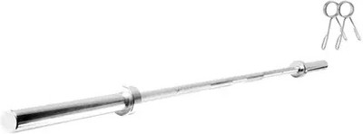 VELLFIRE 3 feet Straight Chrome Plate Weight Lifting Rod with 2 Locks Weight Lifting Bar(Silver)