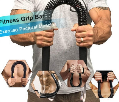 LIVOX Power Twister spring Bar Multi-training Bar exerciser for body muscles Multi-training Bar(Black)