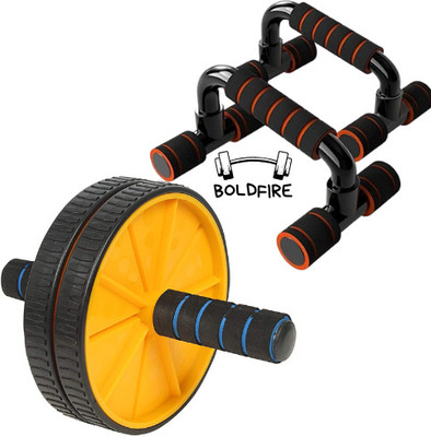 BoldFire Abdominal Wheel Ab Roller and Push up Bar combo for men & women Ab Exerciser Push-up Bar(Multicolor)