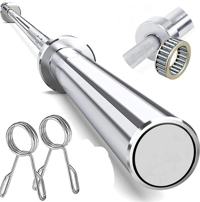 YMD 5 Feet Olympic Barbell Bearing Rod 50mm Outer Dia with Spring Collar Weight Lifting Bar