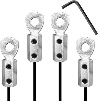 Etahmart Solid and Heavy Gym Machine Wire Connector Set of 4pcs With LN Key Weight Lifting Bar(Silver)