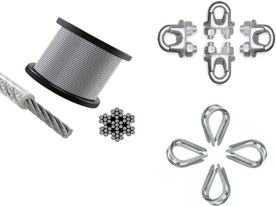 LCARNO Gym Wire Cable PU Coated 6MM 25 Meter Silver with 4 Eye Lock & 4 Wire Lock Multi-training Bar