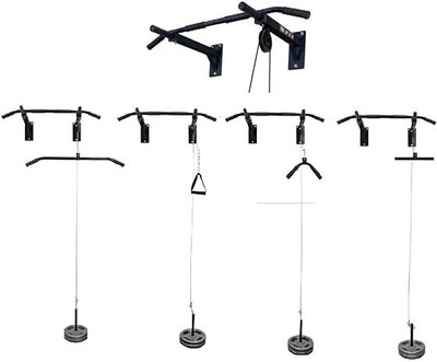 IBS Home Gym Equipment Weight Cable Pulley System Gym attachemnt Weight Loading pin Pull-up Bar(Black)