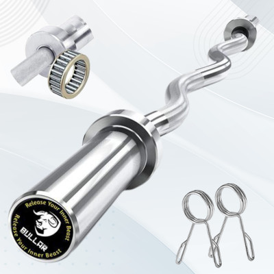 BULLAR Olympic Barbell | 4 feet 50mm Bar with Needle Bearing with Spring Locks Weight Lifting Bar