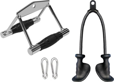 YMD 2 Piece Cable Machine Accessories Set -Cable Machine Attachment Premium Tri-Rope Multi-training Bar