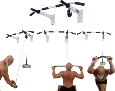 IBS Heavy Duty with Top Pulley Wall Mounted Pull Body Building Fitness Gym Pull-up Bar(White)