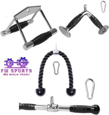 FW Sports Latest combo Choromic Rowing Handle & V-bar , Tri Handle & Nylonic rope Multi-training Bar(Silver, Black)