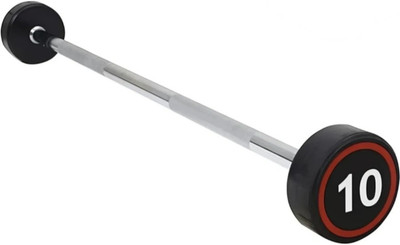 FW Sports Diamond knurling fixed barbell rod 10kg 50mm , 30mm internal diameter Weight Lifting Bar(Silver)