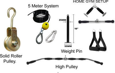 HACKERX Gym Cable Pulley System Machine Attachment gym equipment home 360° Set Multi-training Bar