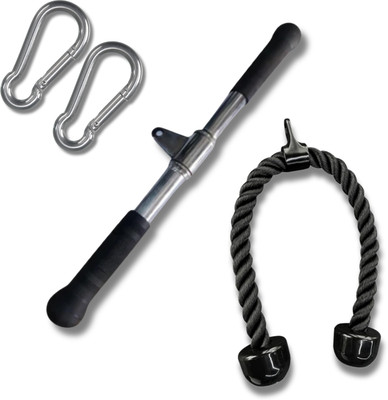 INSP Tricep Rop & Trishape Handles Lat Triceps Bar(Black, Silver)