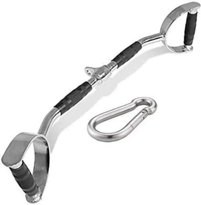 FINECHIRAG Double D Handle with Rubber Grip With S lock( Multi-Trainig) Multi-training Bar(Black, Silver)