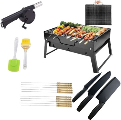 KEVRIZ Portable Steel BBQ Grill Net Basket for Barbecue Fish Charcoal Grill