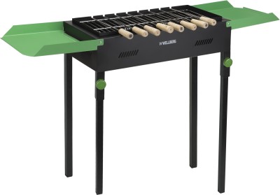 WELLBERG FlipBigSizeCommercialCharcoalBarbequeWith8Skewers,Tong,GlovesYellow Charcoal Grill