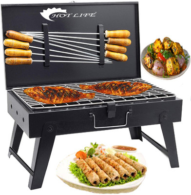 HOT LIFE Briefcase Charcoal Grill Barbeque With 8 Skewers, 1 Grill Charcoal Grill For Rs. 978 @ 61 %