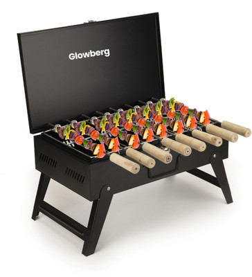 Glowberg Compact Charcoal Briefcase Grill for On-the-Go Grilling Charcoal Grill