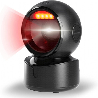 Q-IMAGE Hands-Free 2D & 1D USB Desktop Barcode Scanner with 300K CMOS Global Exposure Scan Engine |Larger Scan Window|Adjustable Angle|Buzzer LED 2D Camera Barcode Scanner(Mobile Computer)