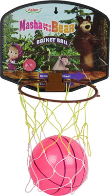 ASIAN Multicolor Basketball Masha and the Bear Jungle Ring| Kids Sports Toy | Fun Game Basketball Ring(5 Basketball Size With Net)