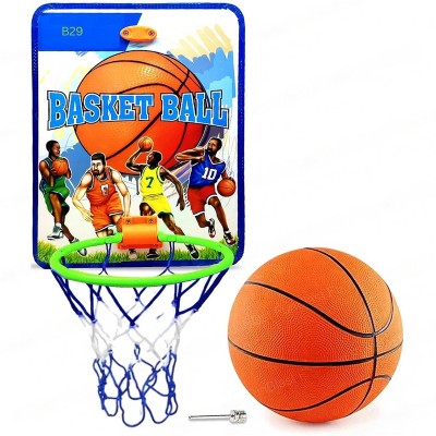 Just97 Basketball for Kids Basketball with Net Basketball Set with Hanging Board B29 Basketball Ring(3 Basketball Size With Net)
