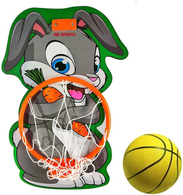 HK Sports Rabbit Kids Hangable Indoor and Outdoor Kit Basketball Ring(3 Basketball Size With Net)